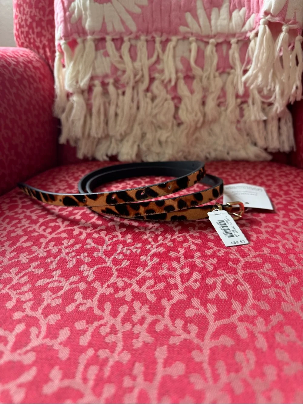 NWT J. Crew Leopard-Print Skinny Belt in Tan, Black and Gold - Picture 3 of 13